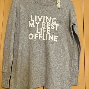 Aerie Oversized Distressed Gray Graphic Tee